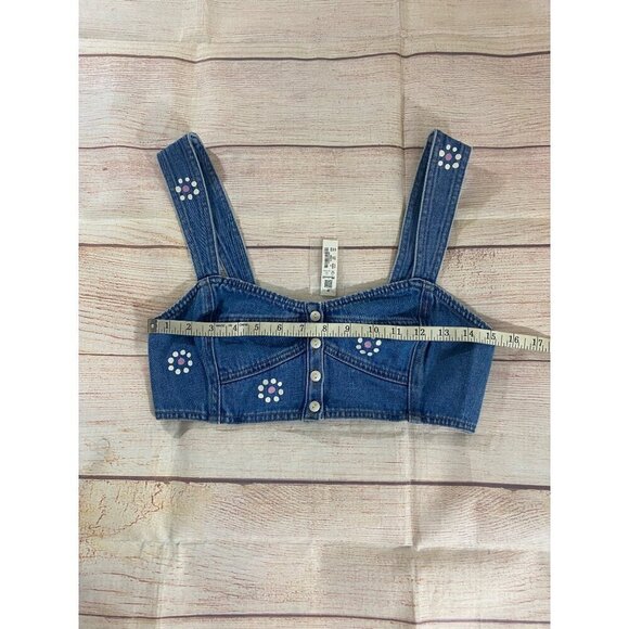 NWT Madewell Women's Blue Denim Sweetheart Bralette Stamped Floral - 8 - Picture 5 of 11